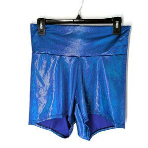 Coquetry Clothing Blue Opal metallic high rise shorts XL NWT festival iridescent